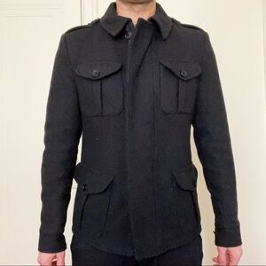 Daniele Alessandrini Wool Blend Military Jacket Black Men’s Size Medium